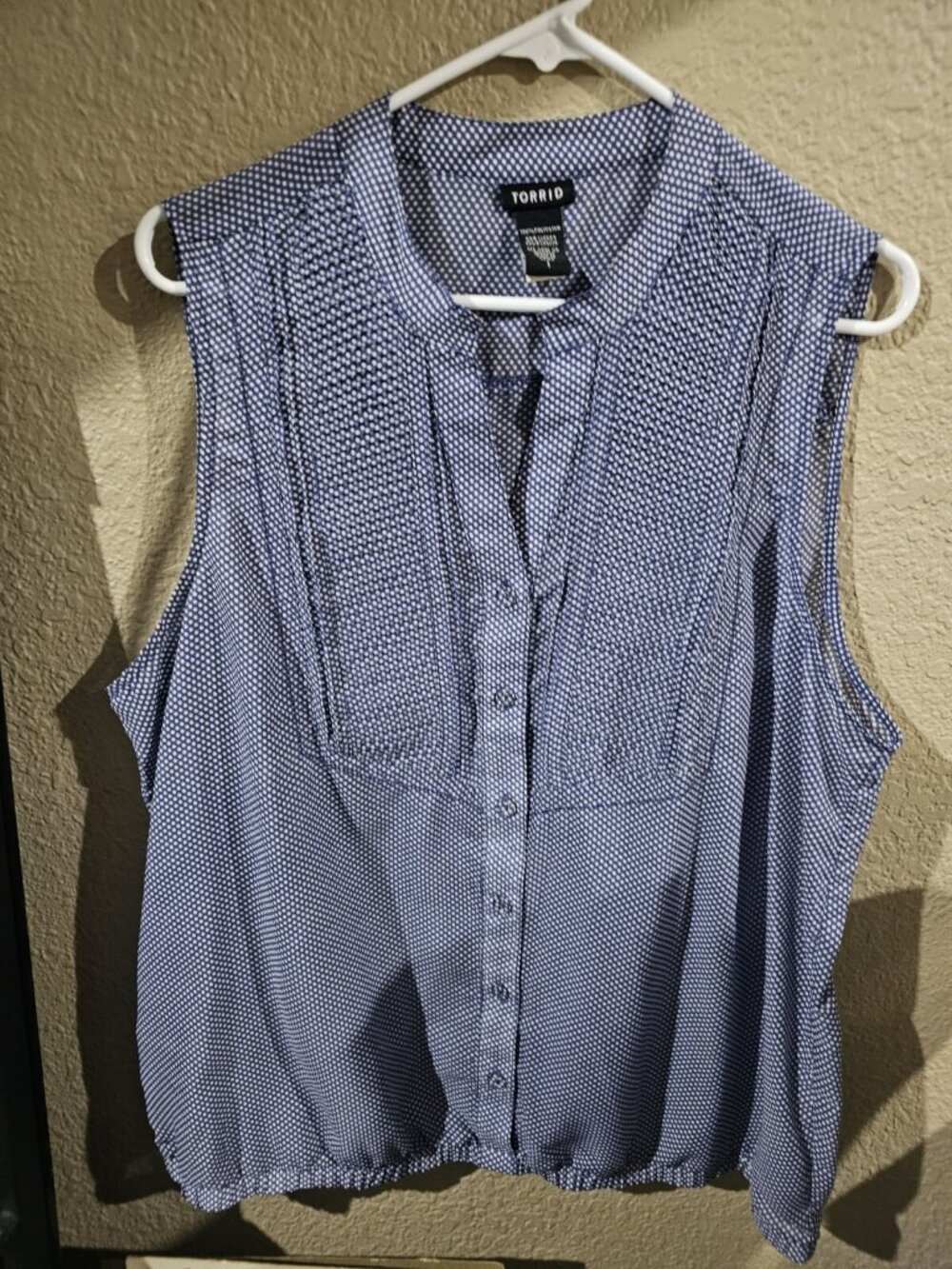 Torrid Blue Polka Dot Sleeveless Blouse Shirt Women's Size 1 XL